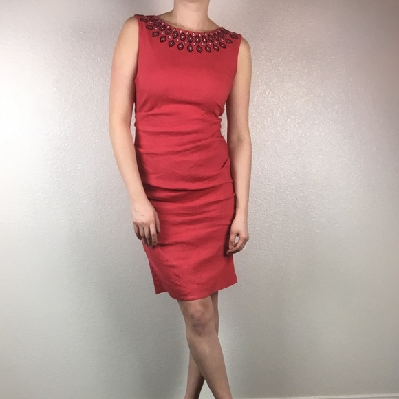 Nicole Miller Dresses & Skirts - Nicole Miller Embroidered Ruched Bodycon Dress